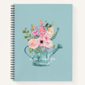 Lovely floral gift script monogrammed Blue Notitieboek (Voorkant)