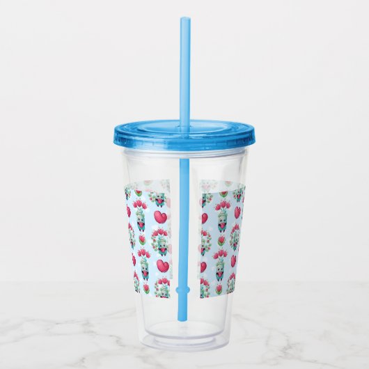 Lovely Floral Mason Jar Hearts Pattern Acryl Drinkbeker (Rechts)