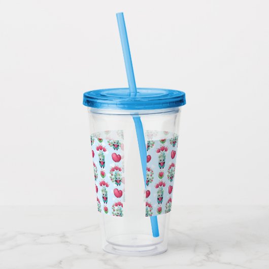 Lovely Floral Mason Jar Hearts Pattern Acryl Drinkbeker (Links)