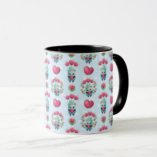 Lovely Floral Mason Jar Hearts Pattern Mok (Voorkant rechts)