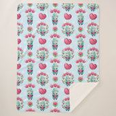 Lovely Floral Mason Jar Hearts Pattern Sherpa Deken (Voorkant)