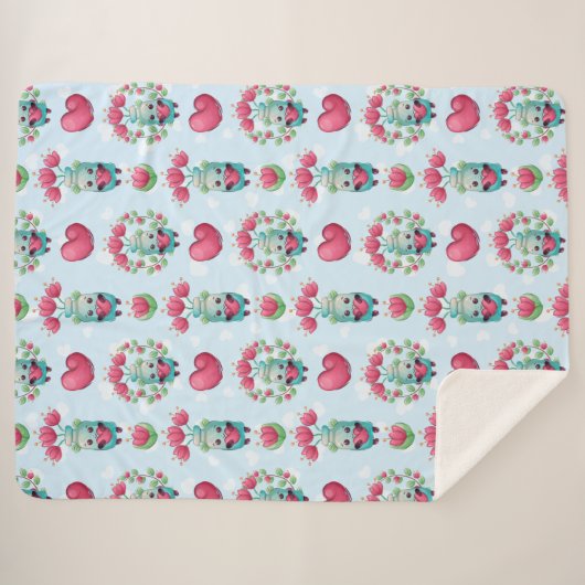 Lovely Floral Mason Jar Hearts Pattern Sherpa Deken (Voorkant (horizontaal))