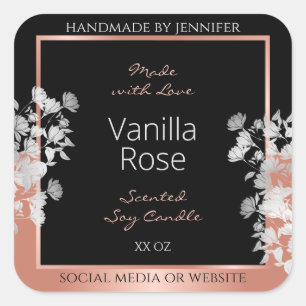 Lovely Floral Produit Étiquette Noir et Rose Or