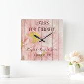 Lovely Floral Wedding Vierkante Klok (Huis)