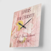 Lovely Floral Wedding Vierkante Klok (Hoek)