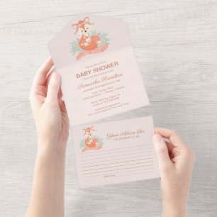 Lovely Fox Baby shower Invitation & Advice Kaart