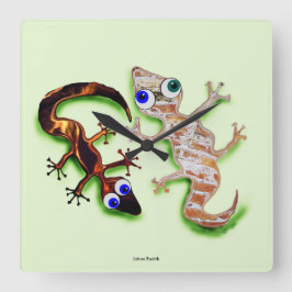 Lovely Gecko Vierkante Klok
