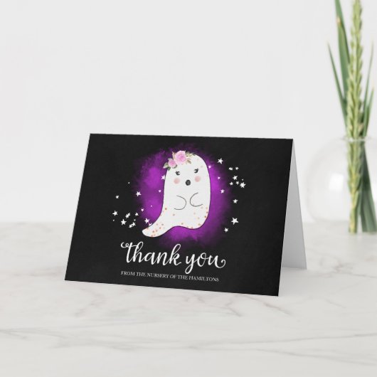 Lovely Ghost Halloween Baby shower Carte de remerc (Devant)