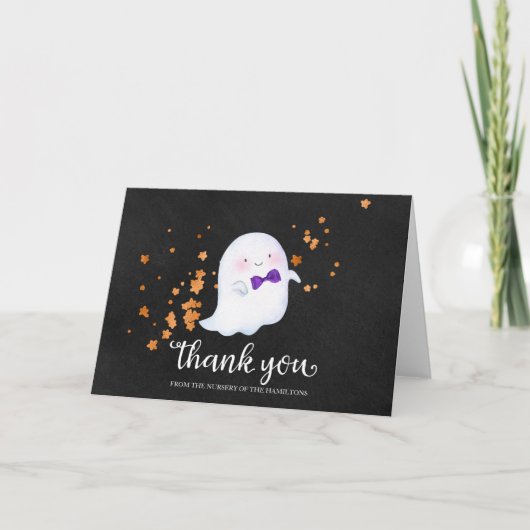 Lovely Ghost Halloween Baby shower Carte de remerc (Devant)