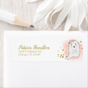 Lovely Ghost Halloween Baby shower Label