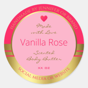 Lovely Girly Produit Packaging Étiquette rose et o