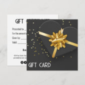 Lovely Gold Bow Black Heart boîte à cadeaux Carte  (Devant / Derrière)