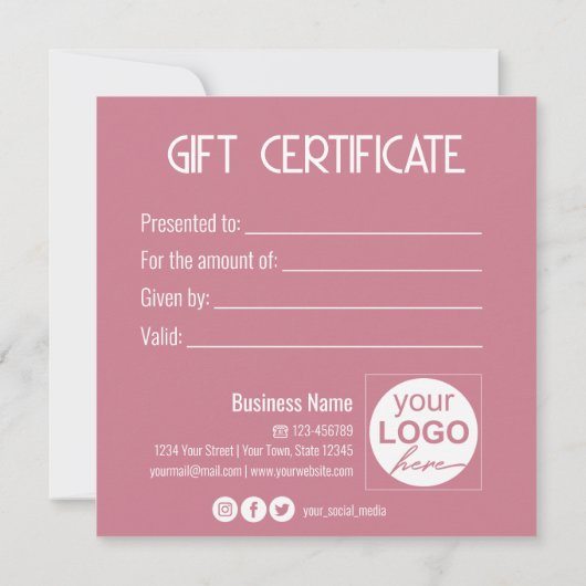 Lovely Gold Bow Pink Heart Boîte à cadeaux Carte c (Dos)