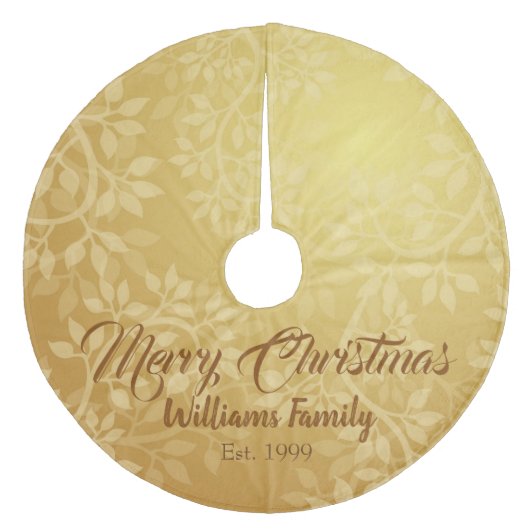 Lovely Gold Leaf Vine Design Fleece Kerstboom Rok (Voorkant)