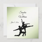 Lovely Green Ballet Dancers Faire-part de mariage (Dos)