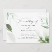 Lovely Greenery Black Calligraphy Invitation Kaart (Voorkant)