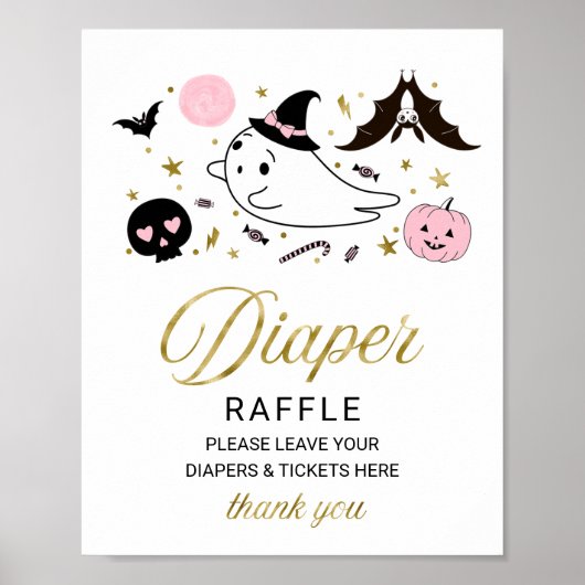 Lovely Halloween Baby shower Diaper Raffle Sign Poster (Voorkant)