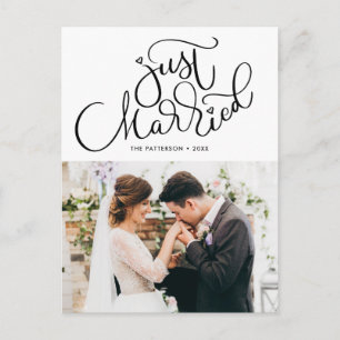 Lovely Hand Lettered Net Married Photo Wedding Aankondigingskaart