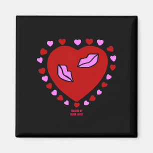 Lovely Heart Kisses 2 Inch Square Magnet Magneet