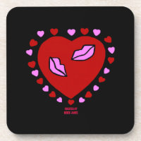 Lovely Heart Kisses Hard Dessous de verre en plast