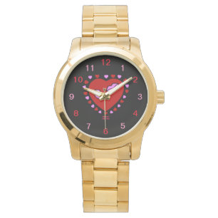 Lovely Heart Kisses Unisex Gold Watch Horloge