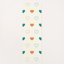 Lovely hearts / green orange cream yogamat