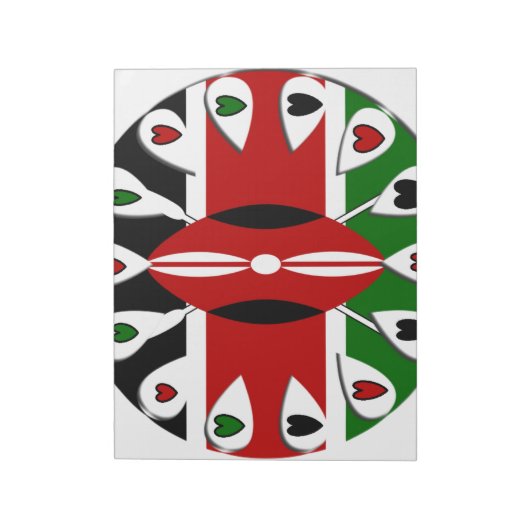 Lovely Hearts Kenia: Flag Art Motief Notitieblok (Gedraaid)