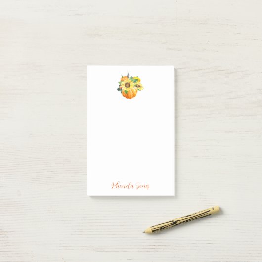 Lovely Herfst Pumpkin Post-it® Notes (Op bureau)
