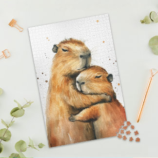 Lovely Hugging Capybara Couple Jigsaw Puzzle Legpuzzel