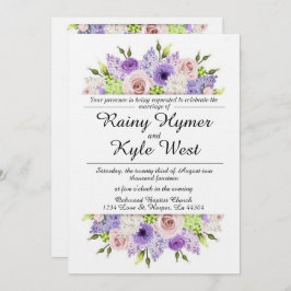 Lovely in Lavender Wedding Invitation Kaart