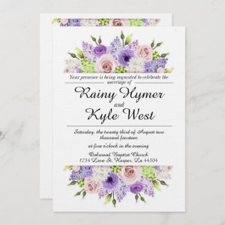 Lovely in Lavender Wedding Invitation Kaart