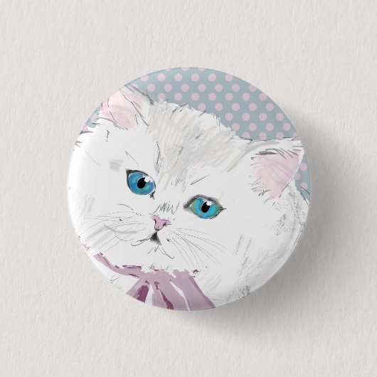 lovely kitty ronde button 3,2 cm (Voorkant)