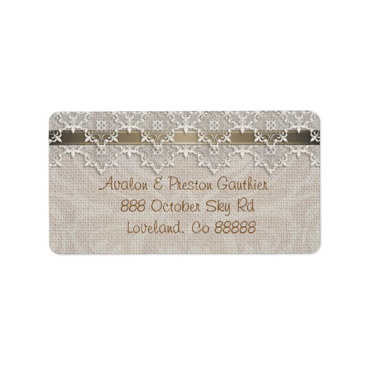 Lovely Lace & Burlap Chic Étiquette de adresse (Devant)