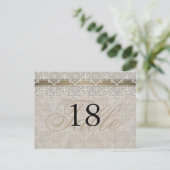 Lovely Lace & Burlap Chic Numéro de table PostCard (Debout devant)