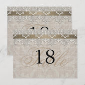 Lovely Lace & Burlap Chic Numéro de table PostCard (Devant / Derrière)