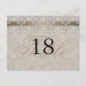 Lovely Lace & Burlap Chic Numéro de table PostCard (Devant)