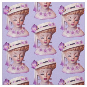 Lovely Lady Head Vase Purple Flowers uit de jaren Stof