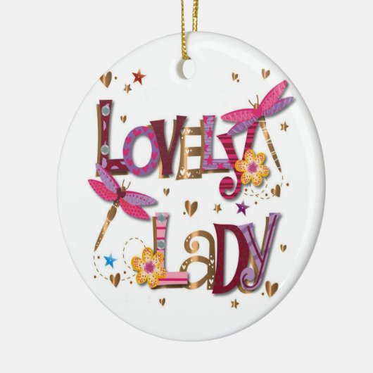 LOVELY LADY/MERRY CHRISTMAS OP ANDERE ZIJDE KERAMISCH ORNAMENT (Links)
