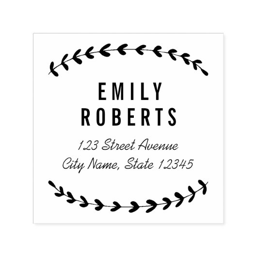 Lovely Laurels Personalized Rubber Stamp Zelfinktende Stempel (Design)