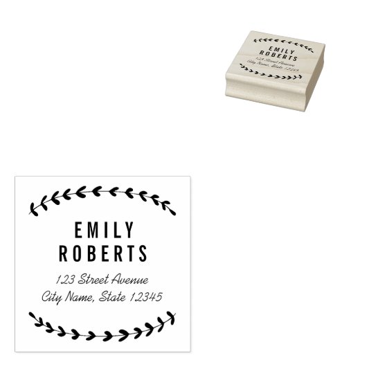 Lovely Laurels Personalized Wood Stamp Rubberstempel (Gestempeld)