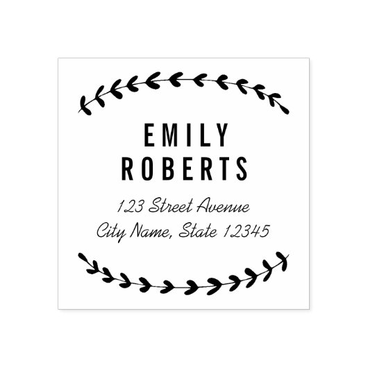 Lovely Laurels Personalized Wood Stamp Rubberstempel (Afrduk)