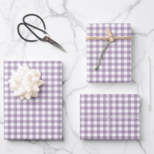 Lovely Lavender Gingham Check Patroon Inpakpapier Vel