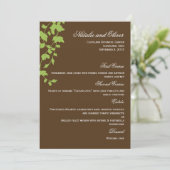 Lovely Leaves Wedding Menu Card - Bruin (Staand voorkant)