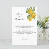 Lovely Lemon Wedding Welcome Letter, reisroute (Staand voorkant)