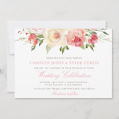 Lovely lente peach floral bruiloft uitnodiging (Voorkant)