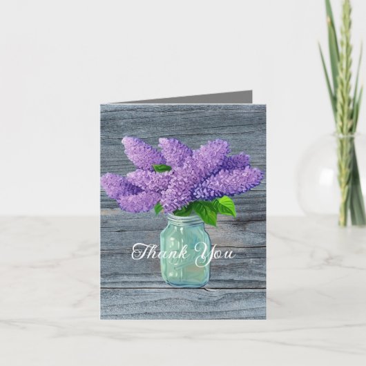 Lovely Lilacs in Rustic Mason Jar Bedankkaart (Voorkant)