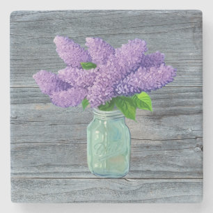 Lovely Lilacs in Rustic Mason Jar Stenen Onderzetter