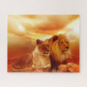 Lovely Lion Couple, Jigzaag Puzzle Legpuzzel (Horizontaal)