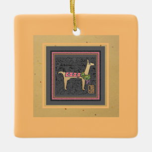 Lovely Llama-kerstflatTegel Keramisch Ornament