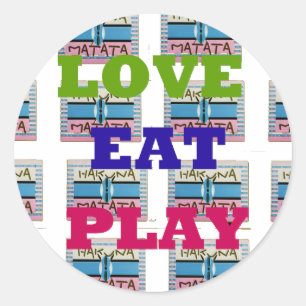 Lovely Love Eat Play Hakuna Matata Kenya shield gi Ronde Sticker